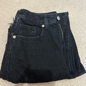 Black, high-rise, baggy jeans